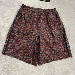 Lululemon Shorts Mens Medium Red Blue Camo Lined Athletic Running Gym Training